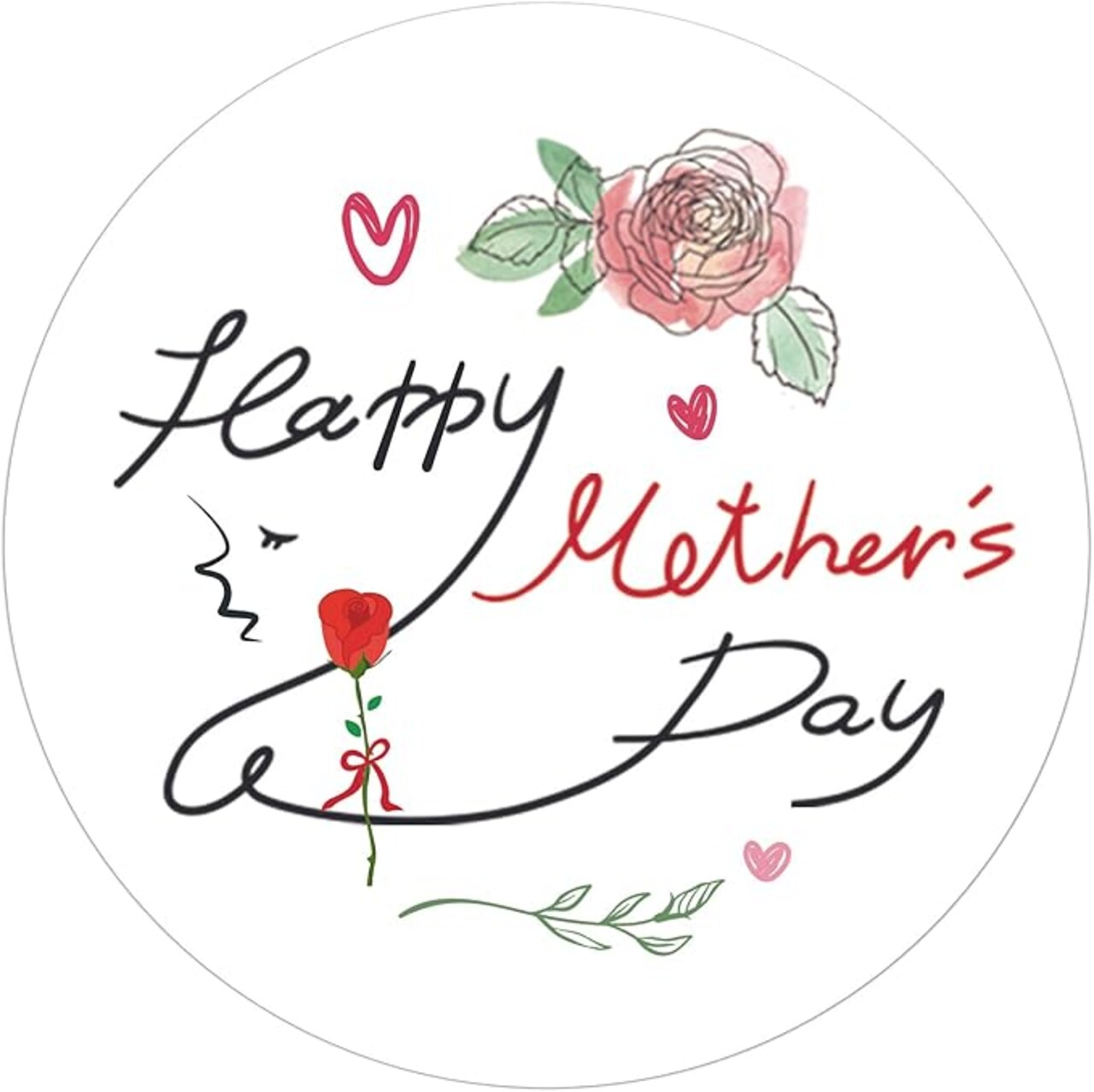 Happy Mother's Day Stickers – 1.5'' Floral Gift Labels, Self-Adhesive Mom Thank You Stickers for Cards, Envelopes, Gift Boxes & Wrapping